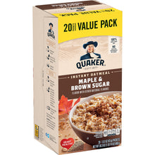 Load image into Gallery viewer, *Quaker, Instant Oatmeal, Maple &amp; Brown Sugar, 1.51 oz, 20 Packets
