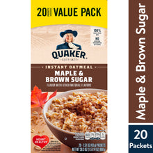 Load image into Gallery viewer, *Quaker, Instant Oatmeal, Maple &amp; Brown Sugar, 1.51 oz, 20 Packets
