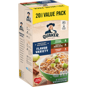 *Quaker, Instant Oatmeal, Variety Pack, 1.51 oz, 20 Packets