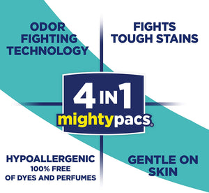 All Mighty Pacs Laundry Detergent Free and Clear Odor Relief 56 Count