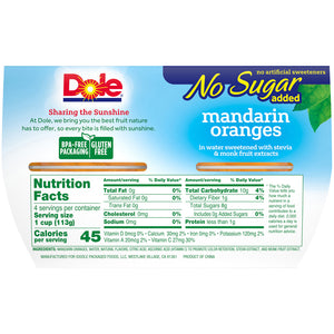 *Dole No Sugar 'Added Mandarin Oranges, 4 oz Fruit Bowls